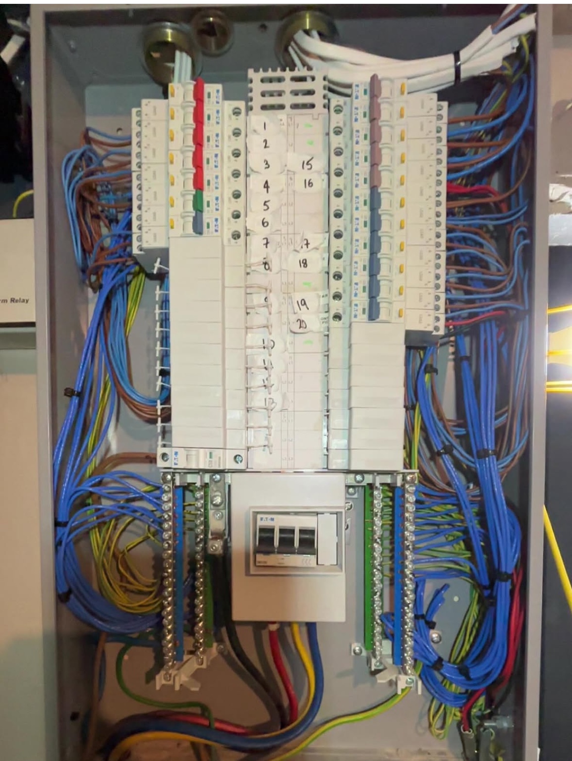 Three-phase distribution board with professionally routed cables